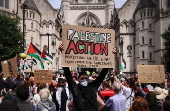 'Palestine Action' activisits protest outside the High Court in London