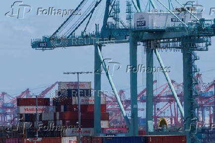 FILE PHOTO: Chinese shipping containers are shown at the Port of Los Angeles