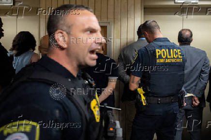 NYC Comptroller Brad Lander and other local politicians are detained after attempting to gain access to inspect the conditions of detainment cells at U.S. immigration court in Manhattan