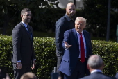 US President Donald Trump greets the 2025 Super Bowl champion Philadelphia Eagles