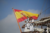 Princess Leonor of Spain transits through Colombian seas aboard the Spanish Navy training ship Juan Sebastian, in Cartagena