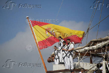Princess Leonor of Spain transits through Colombian seas aboard the Spanish Navy training ship Juan Sebastian, in Cartagena