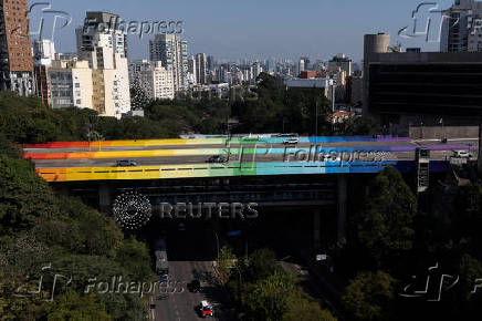 A bridge painted to celebrate praide month in Sao Paulo, Brazil