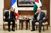 FILE PHOTO: French President Macron meets with Palestinian President Abbas, in Ramallah