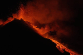Lava rises from Mount Etna
