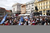 Teachers and education workers rally for reforms in Zagreb, Croatia