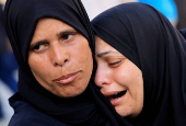 Funeral of Palestinians killed in Israeli strikes, in Khan Younis