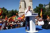 Spain's opposition party, the PP, holds a protest against the government of Prime Minister Pedro Sanchez, in Madrid