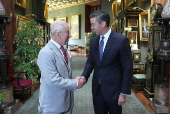 Paraguay's President Santiago Pena Palacios meets with Britain's King Charles during an audience at Windsor Castle