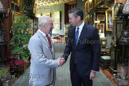 Paraguay's President Santiago Pena Palacios meets with Britain's King Charles during an audience at Windsor Castle