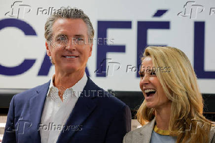 California Governor Gavin Newsom signs legislation to improve nutrition in schools across California, in Los Angeles