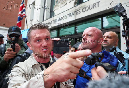 Anti-immigration activist Stephen Yaxley-Lennon at Westminster Magistrates' Court, in London