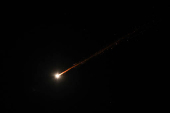 A missile launched from Iran is seen from Jerusalem