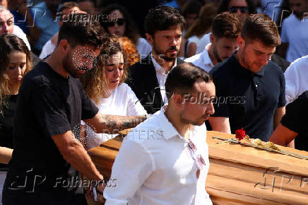 Funeral of Liverpool's Portuguese soccer player Diogo Jota and his brother Andre Silva, who died in a car crash near Zamora, Spain