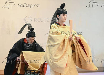 Japan's Prince Hisahito, the son of Crown Prince Akishino and Crown Princess Kiko, attends the coming-of-age ceremony at the Imperial Palace in Tokyo