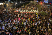 Protest to demand the release of Israeli hostages in Gaza, in Tel Aviv