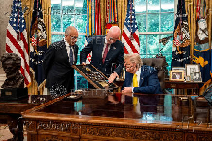 U.S. President Donald Trump makes remarks as he meets with members of the Juventus Football Club team, in Washington