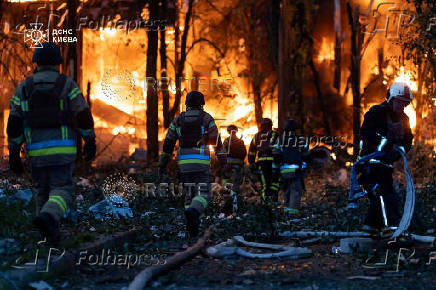 Aftermath of a Russian drone and missile attack in Kyiv