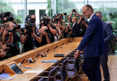 German Chancellor Merz holds press conference in Berlin