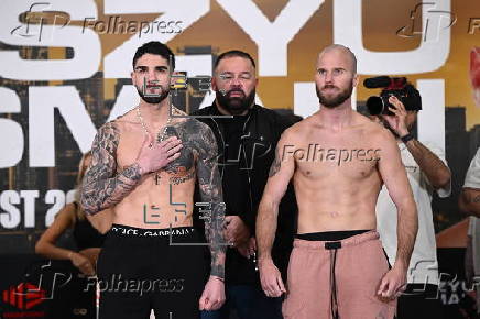 Face off following weigh-in ahead of fight: Nikita Tszyu vs Lulzim Ismaili