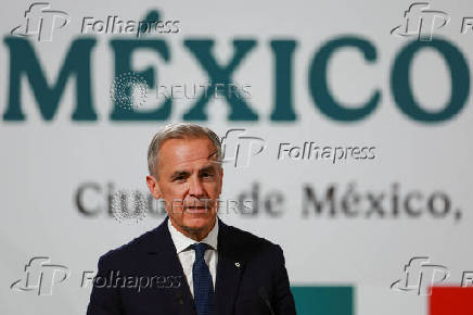 Mexican President Claudia Sheinbaum and Canadian PM Mark Carney hold a press conference, in Mexico City