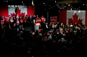 FILE PHOTO: Canada's Prime Minister Mark Carney makes a campaign stop in Hamilton, Ontario