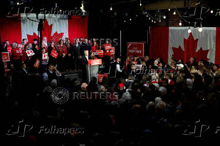 FILE PHOTO: Canada's Prime Minister Mark Carney makes a campaign stop in Hamilton, Ontario