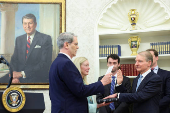 Swearing-in ceremony for the Chairman of the Securities and Exchange Commission (SEC) Paul Atkins at the White House in Washington