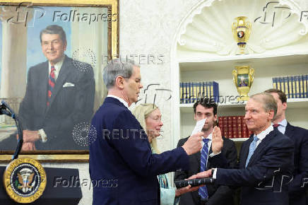 Swearing-in ceremony for the Chairman of the Securities and Exchange Commission (SEC) Paul Atkins at the White House in Washington