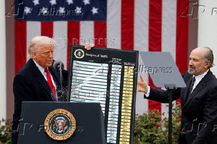 FILE PHOTO: U.S. President Trump delivers remarks on tariffs, at the White House