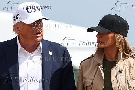 U.S. President Donald Trump visits flood affected areas of Texas