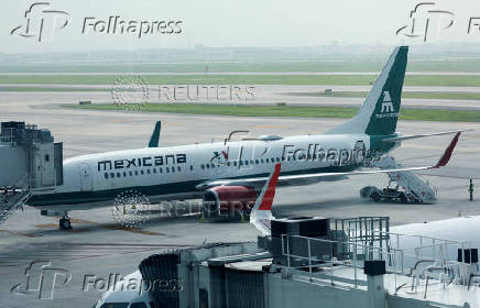 Planes of military-run airline Mexicana de Aviacion are parked at Felipe Angeles International Airport (AIFA), in Zumpango