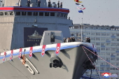 North Korean Leader Kim Jong Un attends launching ceremony of a newly-built destroyer