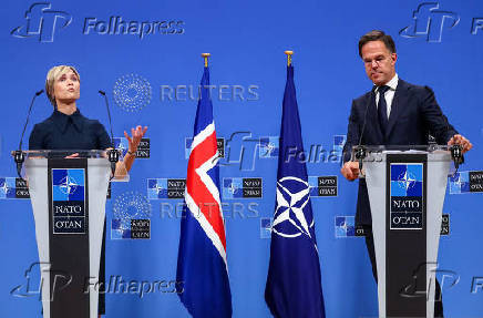 NATO Secretary General Rutte holds joint presser with Iceland's Prime Minister Frostadottir, in Brussels