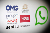 Illustration shows advertising companies' logos and WhatsApp's logo