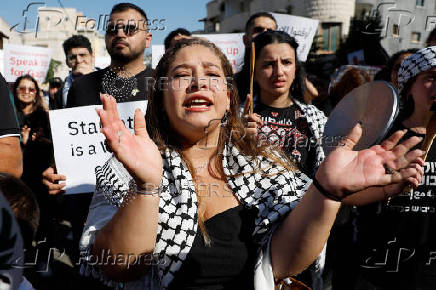 Protest calling on the government to end hunger in Gaza, in Sakhnin