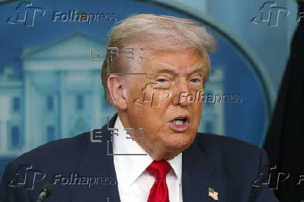 US President Donald Trump addresses the media at the White House