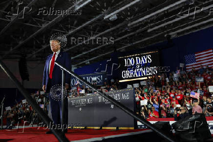 U.S. President Donald Trump holds a rally to celebrate his first 100 days in office