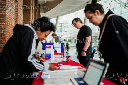 Early voting during primary election in Brooklyn, New York