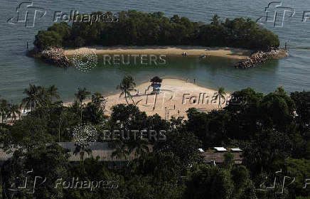 A view of Siloso Beach on Sentosa Island in Singapore