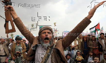 Houthis protest against Israeli attacks on Gaza and US support