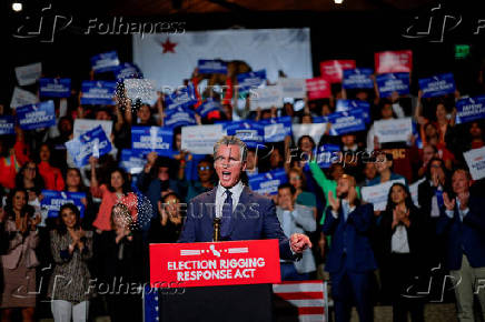 California Gov. Gavin Newsom makes redistricting announcement in Los Angeles, CA