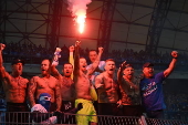Lech Poznan team celebrate their Polish Extra League championship title