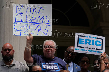 New York City Mayor Eric Adams endorsed  by members of the law enforcement for re-election in New York