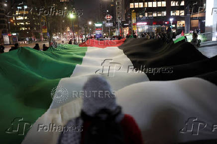 Protest in solidarity with Palestinians in Gaza, in Santiago