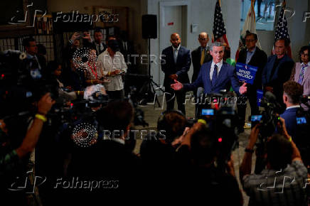 California Gov. Gavin Newsom makes redistricting announcement in Los Angeles, CA