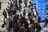 Movimento intenso no saguão de embarque do aeroporto de Congonhas