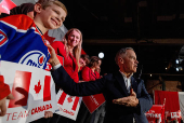 FILE PHOTO: Canada's Prime Minister Mark Carney makes a campaign stop in Hamilton, Ontario