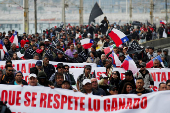 Protest against a law that would increase quotas for industrial fishing companies, in Valparaiso