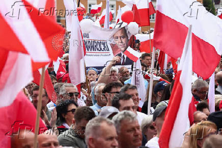 Poland's presidential candidate Nawrocki holds a march, in Warsaw
